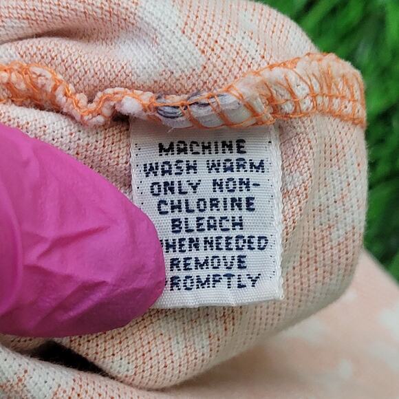 Vintage 90s Flower AOP Button Shirt Medium 20x25 Orange - Picture 7 of 12